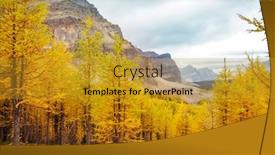  Presentation with fall mountains - Amazing PPT layouts having beautiful-golden-larches-in-mountains backdrop and a gold colored foreground