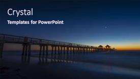  Presentation with public - Cool new presentation theme with manmade - beautiful golden orange sunset behind backdrop and a navy blue colored foreground