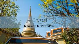  Presentation with bangkok - Slide set with beautiful-golden-pagoda-of-wat background and a light blue colored foreground