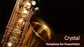  Presentation with black and gold - Beautiful PPT theme featuring beautiful golden saxophone on black backdrop and a wine colored foreground