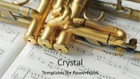  Presentation with sheet music - Beautiful slide deck featuring beautiful golden trumpet on sheet backdrop and a light gray colored foreground