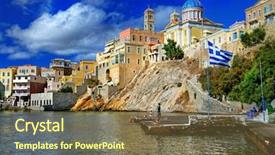  Presentation with greek islands - Theme enhanced with beautiful greek islands series - syros background and a coral colored foreground