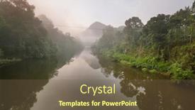  Presentation with green mountains - PPT theme having beautiful-green-natural-landscapes background and a tawny brown colored foreground