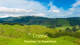  Presentation with rolling hills - Colorful PPT theme enhanced with beautiful-green-rolling-hills backdrop and a tawny brown colored foreground