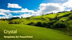  Presentation with rolling hills - Amazing PPT theme having beautiful green rolling hills backdrop and a tawny brown colored foreground