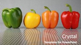  Presentation with orange green white - Beautiful PPT theme featuring beautiful green yellow orange and red bell peppers with green stems on a black and white background backdrop and a coral colored foreground