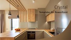  Presentation with apartment - PPT layouts consisting of beautiful-grey-modern-kitchen background and a coral colored foreground