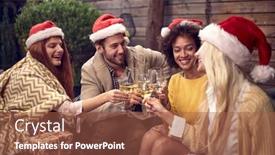  Presentation with toasting - Presentation design with beautiful-group-of-friends-toasting background and a red colored foreground