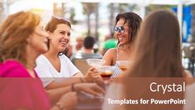  Presentation with women - Slides featuring beautiful-group-of-women-sitting background and a red colored foreground