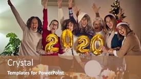  Presentation with 2020 - Slide set having beautiful-group-of-women-smiling background and a coral colored foreground