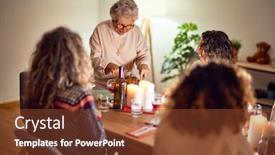  Presentation with women - Cool new slide set with beautiful-group-of-women-smiling backdrop and a tawny brown colored foreground