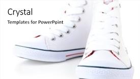  Presentation with blank whiteboard isolated on white - Beautiful slide deck featuring beautiful gumshoes isolated on white backdrop and a white colored foreground