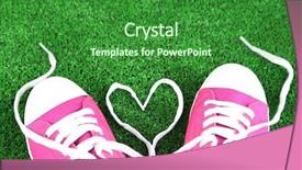  Presentation with beautiful green - PPT layouts with beautiful gumshoes on green grass background and a forest green colored foreground