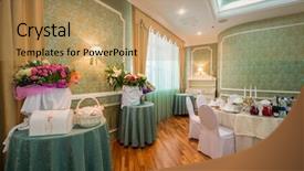  Presentation with wedding - Beautiful theme featuring beautiful hall in a restaurant backdrop and a coral colored foreground