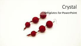  Presentation with felted wool - Amazing slide deck having beautiful hand-made earrings felted wool sheep red shades on a white background close-up backdrop and a cream colored foreground