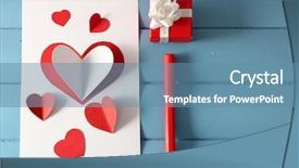  Presentation with pen - Amazing PPT layouts having beautiful hand made post card backdrop and a teal colored foreground