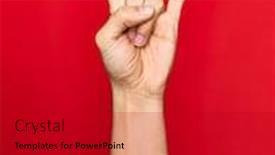  Presentation with friendship - Colorful presentation design enhanced with beautiful-hand-of-man-doing backdrop and a crimson colored foreground