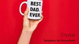  Presentation with coffee cup - Colorful presentation design enhanced with beautiful-hand-of-man-holding backdrop and a crimson colored foreground