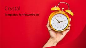  Presentation with vintage clock - Slide set enhanced with beautiful-hand-of-man-holding background and a red colored foreground