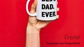  Presentation with coffee cup - Presentation featuring beautiful-hand-of-man-holding background and a crimson colored foreground