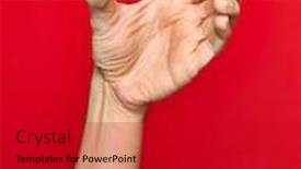  Presentation with fingers - Beautiful PPT layouts featuring beautiful-hand-of-man-showing backdrop and a dark gray colored foreground