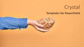  Presentation with salty - Colorful PPT theme enhanced with beautiful-hand-of-woman-holding backdrop and a light gray colored foreground