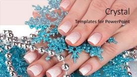  Presentation with snowflakes - Slides with beautiful hands and snowflakes and beads isolated on white background and a coral colored foreground