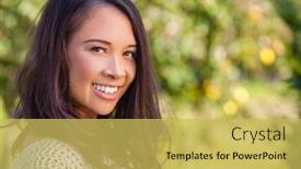  Presentation with sunshine - Presentation theme having beautiful happy asian eurasian chinese biracial young woman or girl outdoor smiling portrait in summer sunshine background and a yellow colored foreground