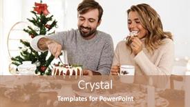  Presentation with christmas dinner - Colorful slide set enhanced with beautiful-happy-couple-drinking-tea backdrop and a coral colored foreground