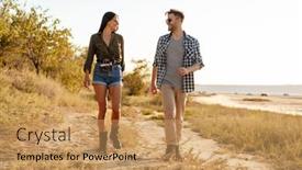  Presentation with beautiful nature - Slide set enhanced with beautiful-happy-couple-talking background and a coral colored foreground