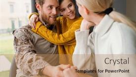  Presentation with family holding hands - Theme having beautiful-happy-family-smiling background and a coral colored foreground