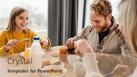  Presentation with family talking - Theme consisting of beautiful-happy-family-talking background and a coral colored foreground