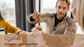  Presentation with family talking - Colorful theme enhanced with beautiful-happy-family-talking backdrop and a coral colored foreground