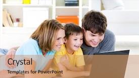  Presentation with child support family law - Presentation theme featuring beautiful happy family with child background and a coral colored foreground