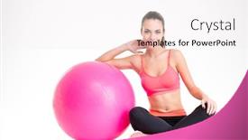  Presentation with pink white - Cool new PPT theme with beautiful-happy-fitness-girl backdrop and a sky blue colored foreground