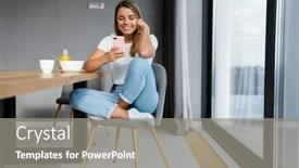  Presentation with mobile home - Slides consisting of beautiful-happy-girl-using-mobile background and a gray colored foreground