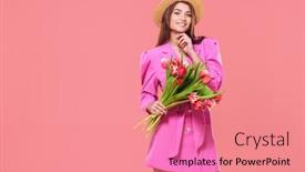  Presentation with valentine - Colorful PPT theme enhanced with beautiful-happy-girl backdrop and a coral colored foreground