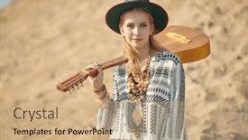  Presentation with hippie - PPT theme enhanced with beautiful-happy-girl background and a coral colored foreground