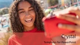  Presentation with african american teenager girl - Cool new slide deck with beautiful happy mixed race african backdrop and a red colored foreground