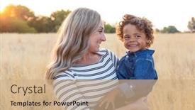  Presentation with mother love - Slide set having beautiful-happy-mother-holding background and a coral colored foreground