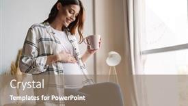  Presentation with pregnant woman - Slides having beautiful-happy-pregnant-woman-smiling background and a coral colored foreground