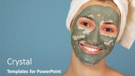  Presentation with teen girl - Beautiful PPT theme featuring beautiful-happy-smiling-teen-girl backdrop and a teal colored foreground