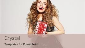  Presentation with sparkle - Cool new slide deck with beautiful-happy-woman-wearing-sparkle backdrop and a mint green colored foreground