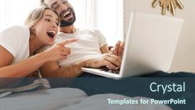  Presentation with movies - Colorful PPT theme enhanced with beautiful-happy-young-couple-relaxing backdrop and a tawny brown colored foreground