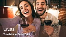  Presentation with young happy couple - Presentation theme with beautiful happy young couple spending background and a tawny brown colored foreground