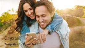  Presentation with young happy couple - Cool new theme with beautiful-happy-young-couple backdrop and a coral colored foreground
