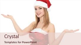  Presentation with santa - Cool new slides with beautiful happy young woman dressed backdrop and a  colored foreground