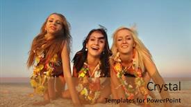  Presentation with hawaiian luau - Presentation design consisting of beautiful hawaiian hula dancer girls background and a red colored foreground