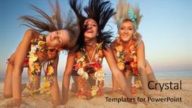  Presentation with dance beautiful couple dancing ballroom - PPT theme enhanced with beautiful hawaiian hula dancer girls background and a coral colored foreground