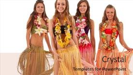  Presentation with luau - Cool new PPT theme with beautiful hawaiian hula dancer girls backdrop and a coral colored foreground